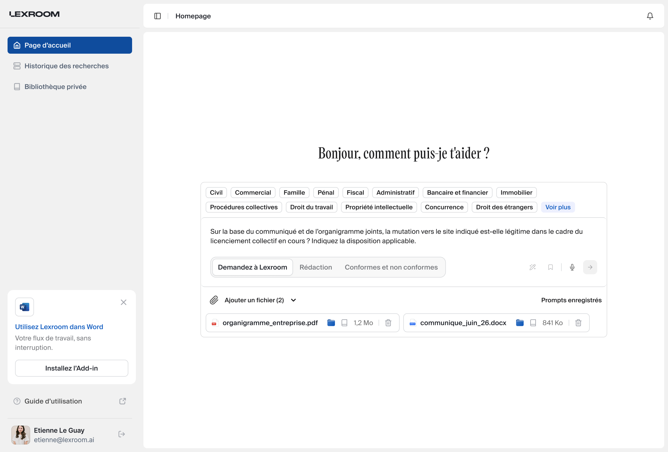 Aperçu de Query Juriste